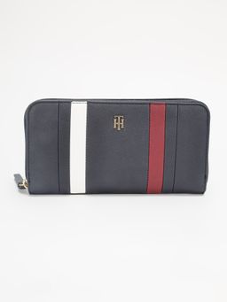Tommy Hilfiger - Striped Blue Pu Zip-Around Wallet