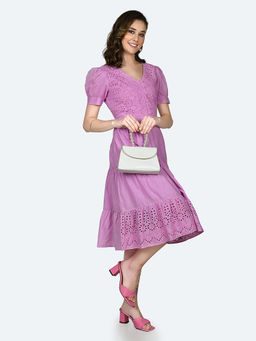 Zink London - Womens Lavender Button Dress