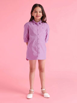 U.S. POLO ASSN. - Purple Solid Shirt Dress