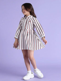 U.S. POLO ASSN. - White Stripes Shirt Dress