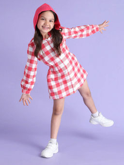 U.S. POLO ASSN. - Pink Hooded Checks Dress