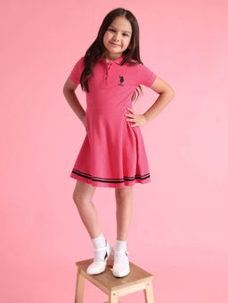 U.S. POLO ASSN. - Pink Tipped Collar Polo Dress