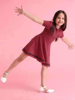 U.S. POLO ASSN. - Brown Tipped Collar Polo Dress