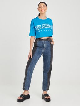 Styli - Multi High Rise Colorblock Mom Jeans