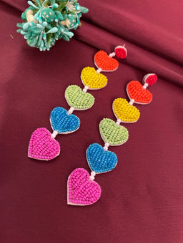 Digital Dress Room - Beaded Earrings Heart Design For Women