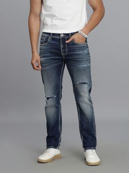 ROOKIES - Med Blue 5 Pocket Mid-Rise Slim Straight Fit Jeans