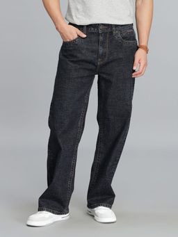 ROOKIES - Dark Blue 5 Pocket Mid Rise Loose Fit Cropped Jeans