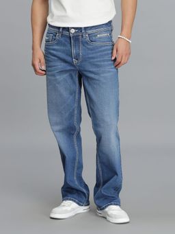 ROOKIES - Med Blue 5 Pocket Mid Rise Loose Boot Leg Cropped Jeans