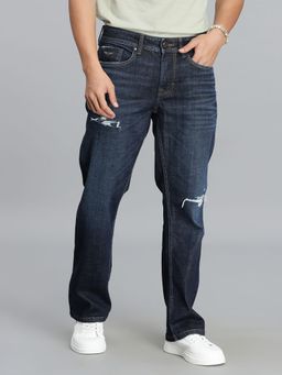 ROOKIES - Dark Blue 5 Pocket Mid Rise Loose Boot Leg Cropped Jeans