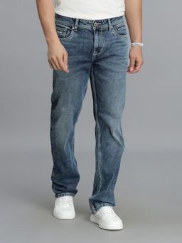 ROOKIES - Med Blue 5 Pocket Mid Rise Comfort And Straight Fit Jeans