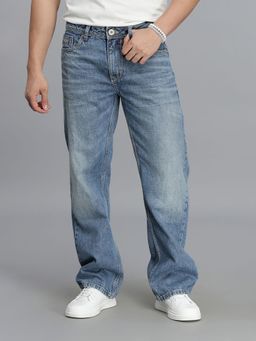 ROOKIES - Med Blue 5 Pocket Mid Rise Loose Fit Jeans