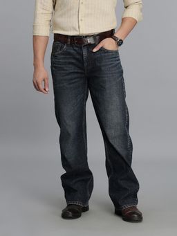 ROOKIES - Dark Blue 5 Pocket Mid Rise Loose Fit Jeans