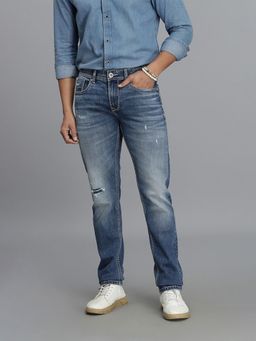 ROOKIES - Med Blue 5 Pocket Mid-Rise Slim Straight Fit Jeans