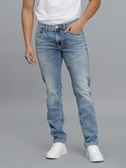 ROOKIES - Light Blue 5 Pocket Mid-Rise Slim Straight Fit Jeans