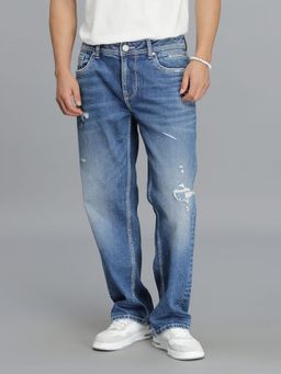 ROOKIES - Med Blue 5 Pocket Mid Rise Comfort Straight Fit Cropped Jeans