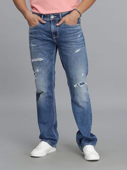 ROOKIES - Med Blue 5 Pocket Mid Rise Loose Boot Leg Jeans