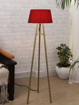 Homesake - Metal Tripod Floor Lamp Gold Straight Red