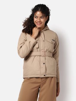 Campus Sutra - Womens Solid Bomber Jacket Beige (Set of 2)