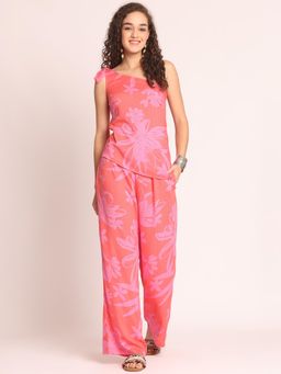 AOBA - Women Pink Polyester Floral Co-Ord Set