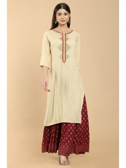 Soch - Beige Rayon Kurta with Embroidery