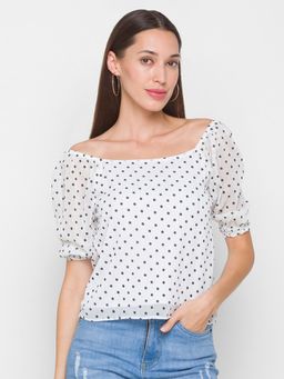 Globus - White Printed Top