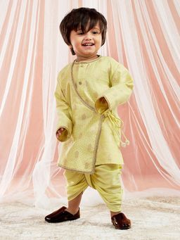 Vastramay - Boys Yellow Silk Blend Kurta with Dhoti (Set of 2)