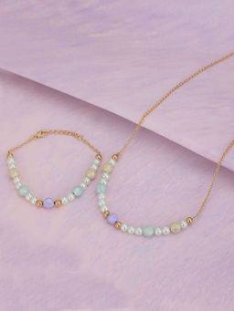 Carlton London - Gold Plated With Pearl Fancy Jewellery Set For Girl