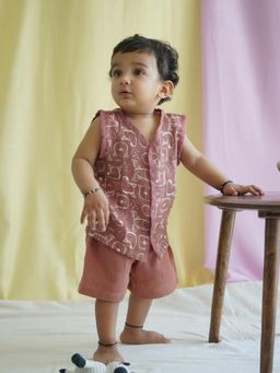 The Boo Boo Club - Brown Printed Comfortable Fit Jabla and Shorts (Set of 2)