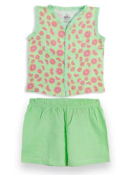 The Boo Boo Club - Green Printed Comfortable Fit Jabla and Shorts (Set of 2)