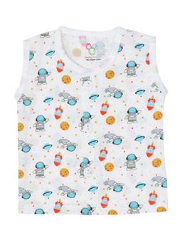 Smiley Buttons - White Printed Comfortable Fit Jabla