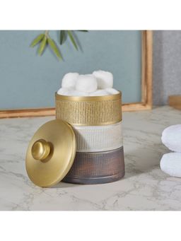 HomeTown - Nora Metal Antique Finish Jar With Lid In Multi Colour