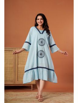 Gahan - Blue Cotton Midi Dress