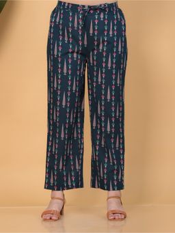 ARAMYA - Teal Soft Cotton Floral Pant