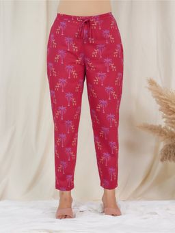 ARAMYA - Red Soft Cotton Printed Pant
