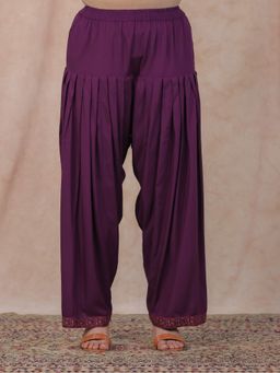 ARAMYA - Purple Viscose Solid Salwar