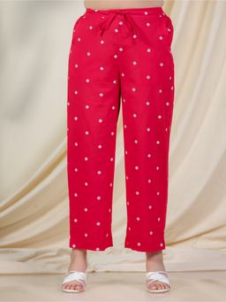 ARAMYA - Red Soft Cotton Butti Palazzo