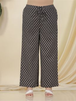 ARAMYA - Black Kantha Cotton Butta Palazzo