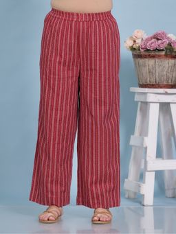 ARAMYA - Red Kantha Cotton Border print Palazzo