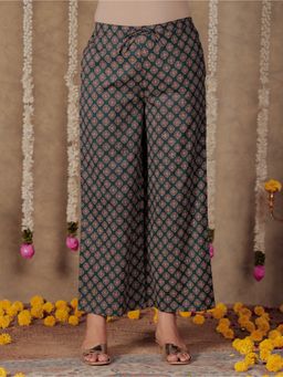 ARAMYA - Blue Soft Cotton Butti Palazzo