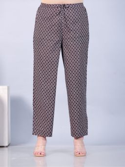 ARAMYA - Black Soft Cotton Floral Pant