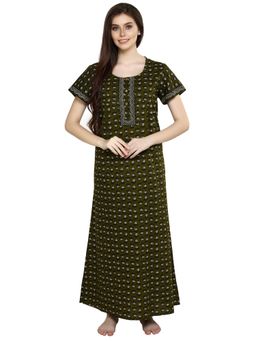 evolove - Vibrant Bliss Cotton Nighty Maxi Olive