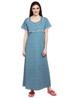 evolove - Vibrant Bliss Cotton Nighty Maxi Turquoise