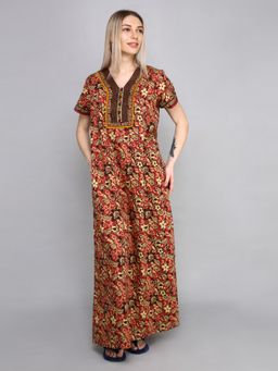 evolove - Vibrant Bliss Cotton Nighty Maxi Rust