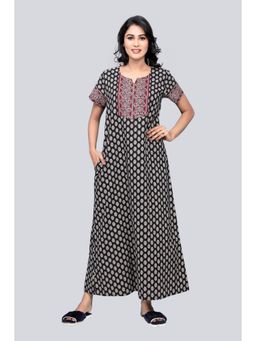 evolove - Vibrant Bliss Cotton Nighty Maxi Navy Blue