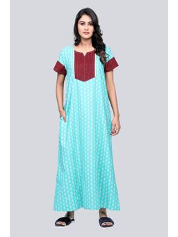 evolove - Vibrant Bliss Cotton Nighty Maxi Blue