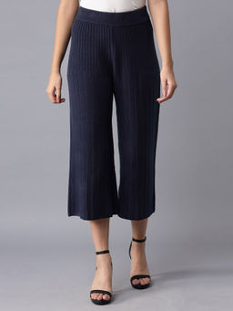 W - Dark Blue Pleated Parallel Pants