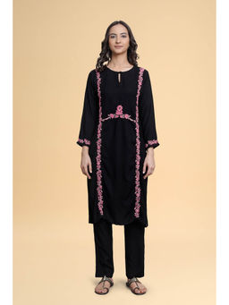 HOUSE OF KARI - Saba Chikankari Kurta In Rayon Cotton Black