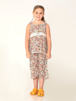 CHERRY CRUMBLE BY NITT HYMAN - Multi-Color Printed Ruffled Nightsuit