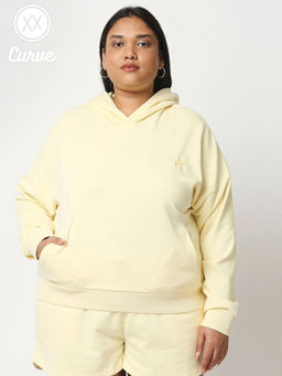 Twenty Dresses by Nykaa Fashion - Curve Yellow Solid Full Sleeves Basics Hoodie