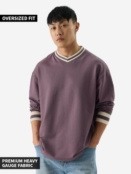 The Souled Store - Original Solids Purple Men Oversized Full Sleeve T-Shirts